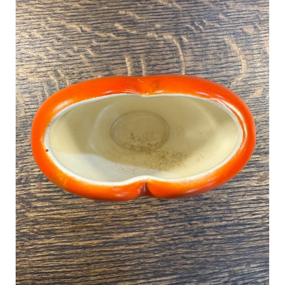 1930s Vintage Orange Heart Vase & Mini Ball Pitcher Set – Retro‎ Ceramic Pottery